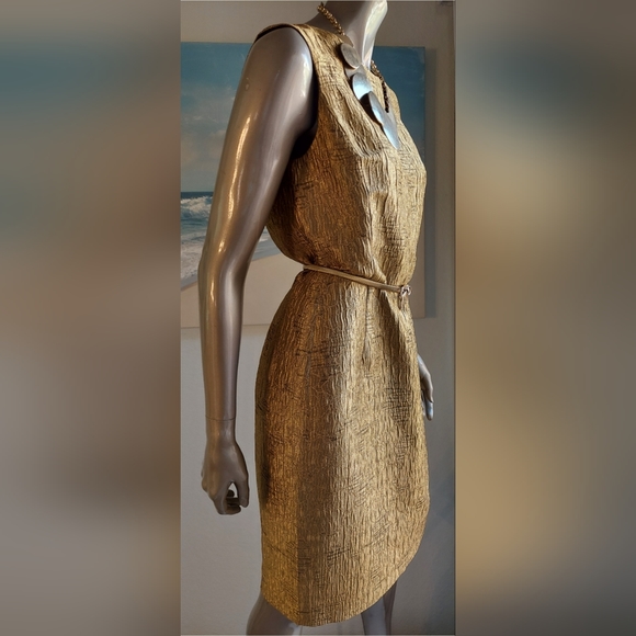 *$3,900 OSCAR DE LA RENTA GOLD SILK LINED RUNWAY DRESS US 10 - Picture 3 of 9